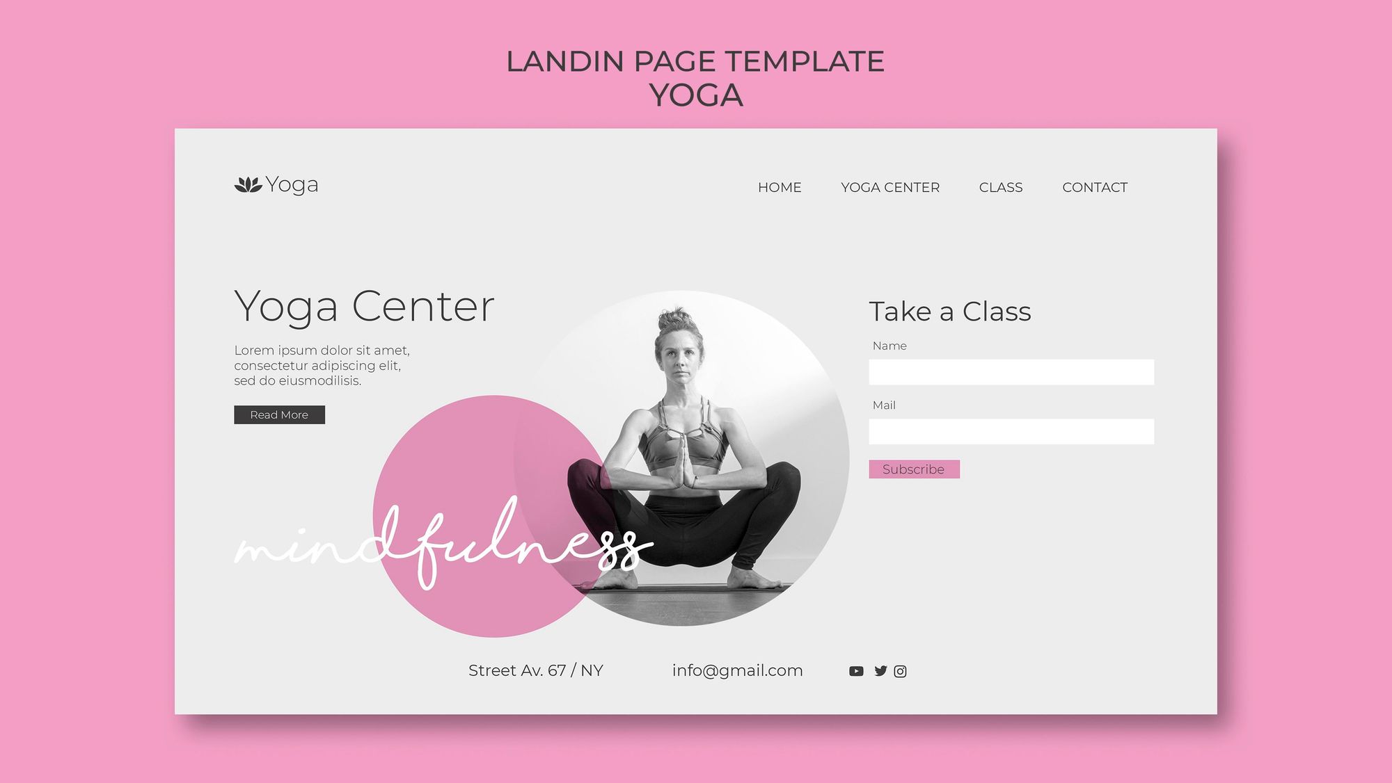 Yoga classes booking page example