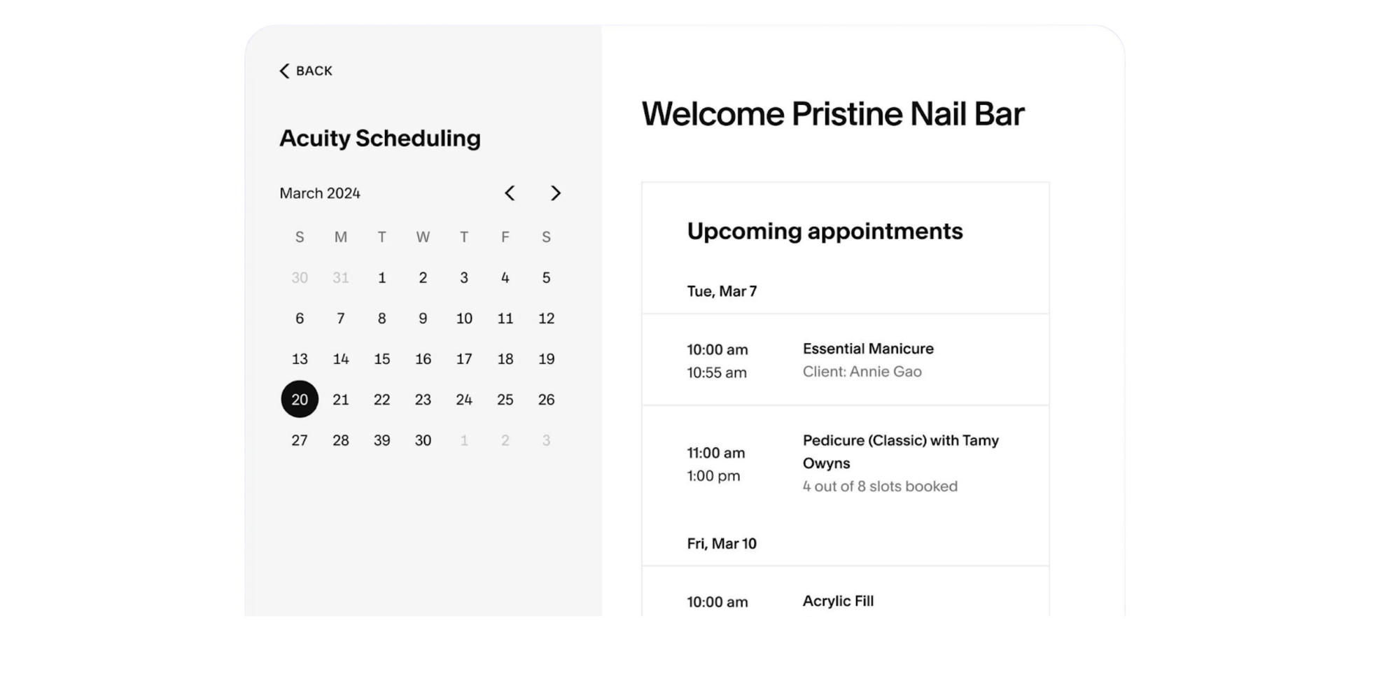 acuity scheduling online scheduling tool for health practices