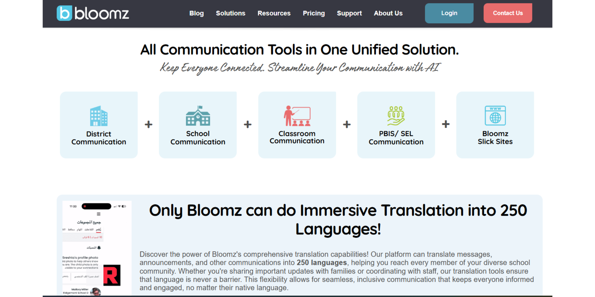 Bloomz features to improve parent-teacher communication