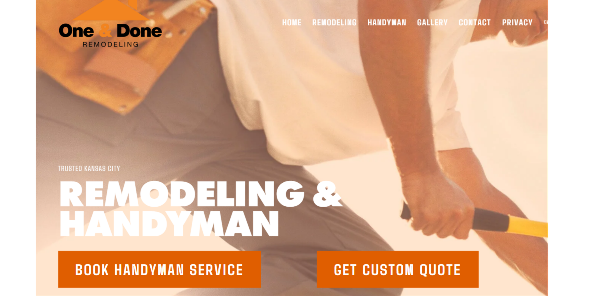 screenshot of online booking page for handyman services