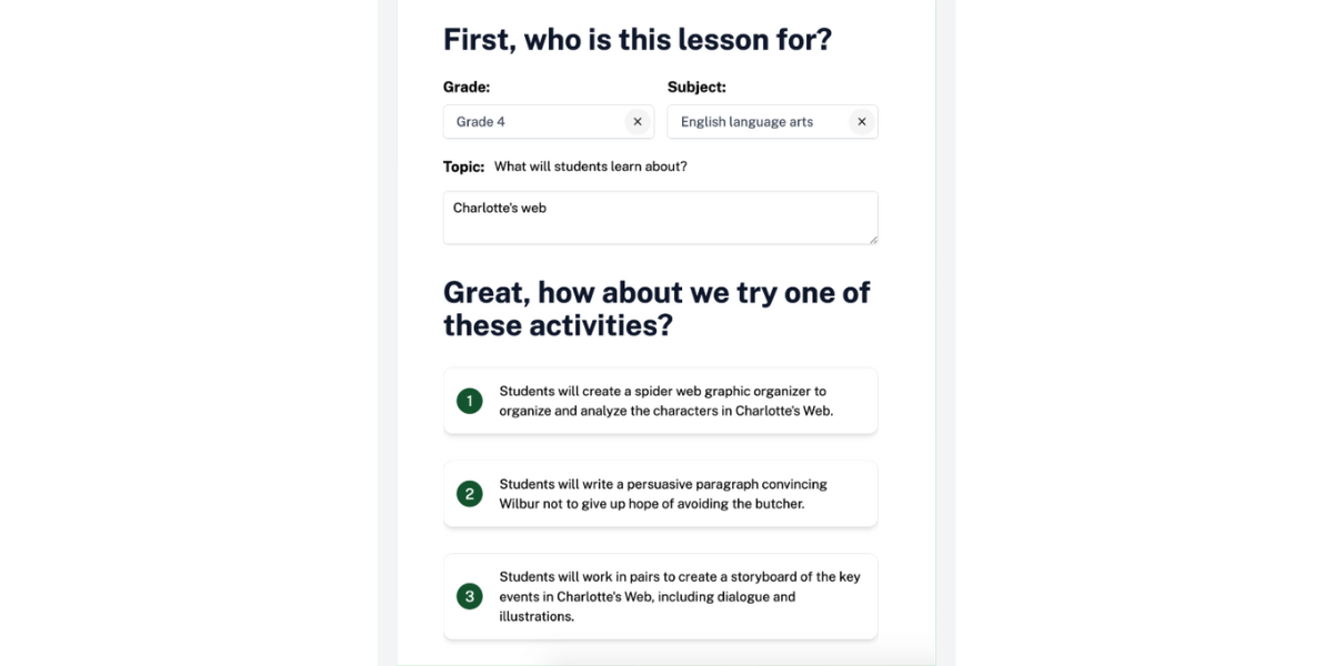 Lesson Robot AI free tool for teacher lesson planning