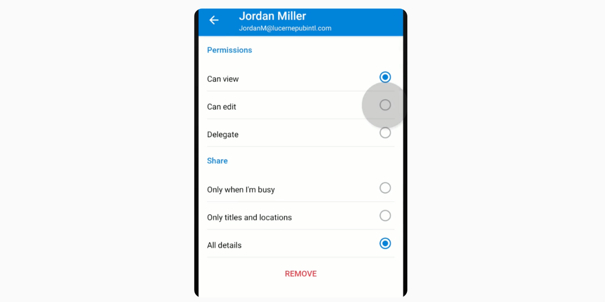 screensho how to share my Outlook Calendar on iPhone
