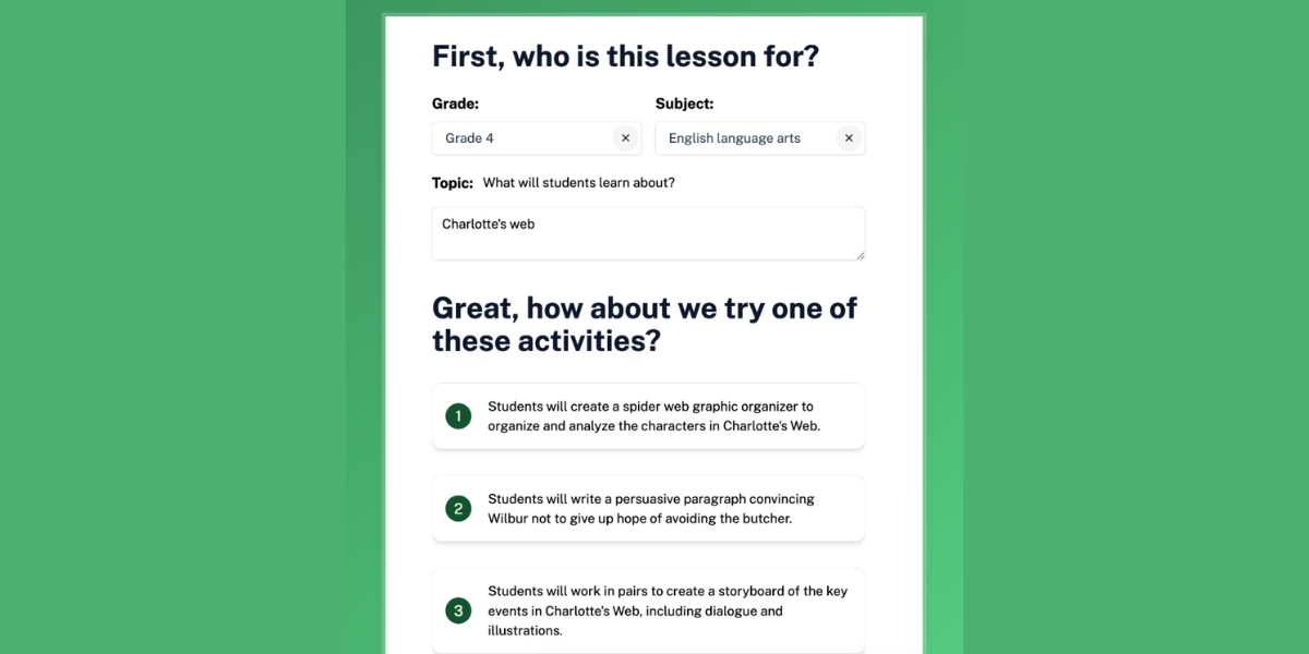 Herramienta gratuita de IA Robot para la planificación de lecciones de profesores