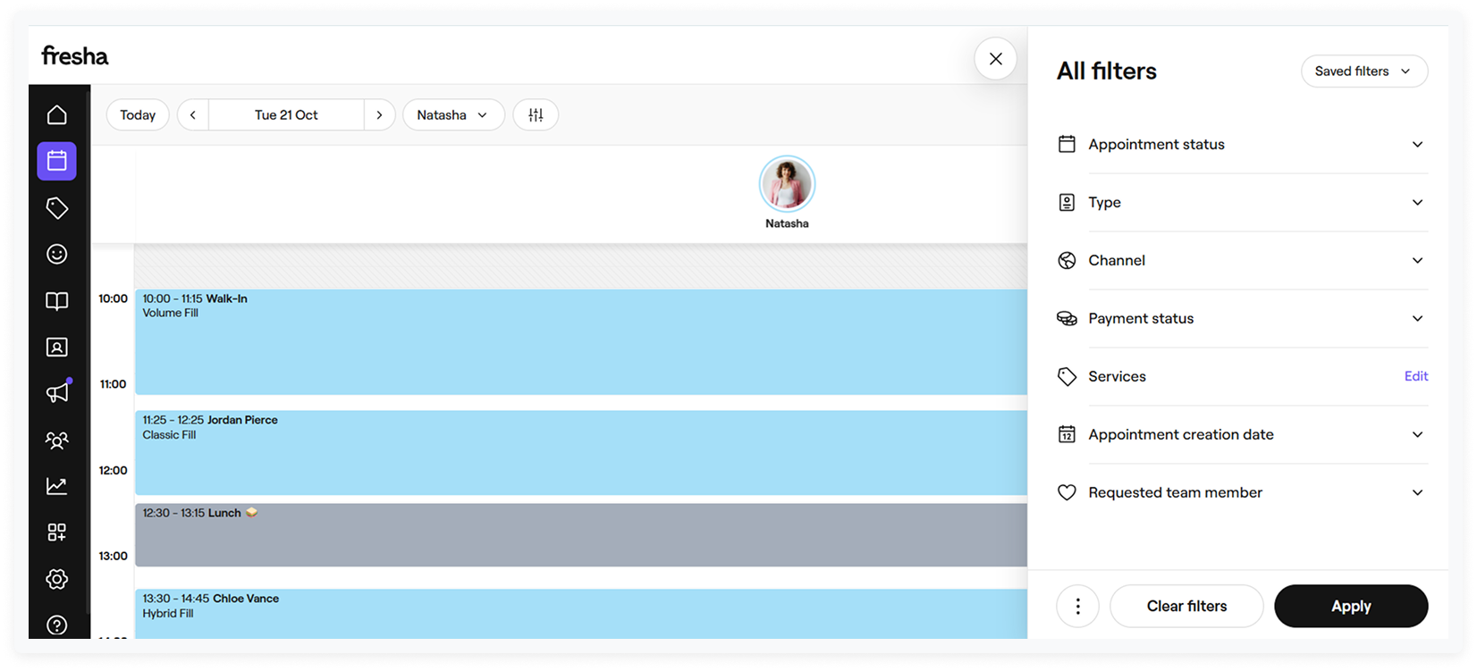 screenshot of leading salon appointment software fresha