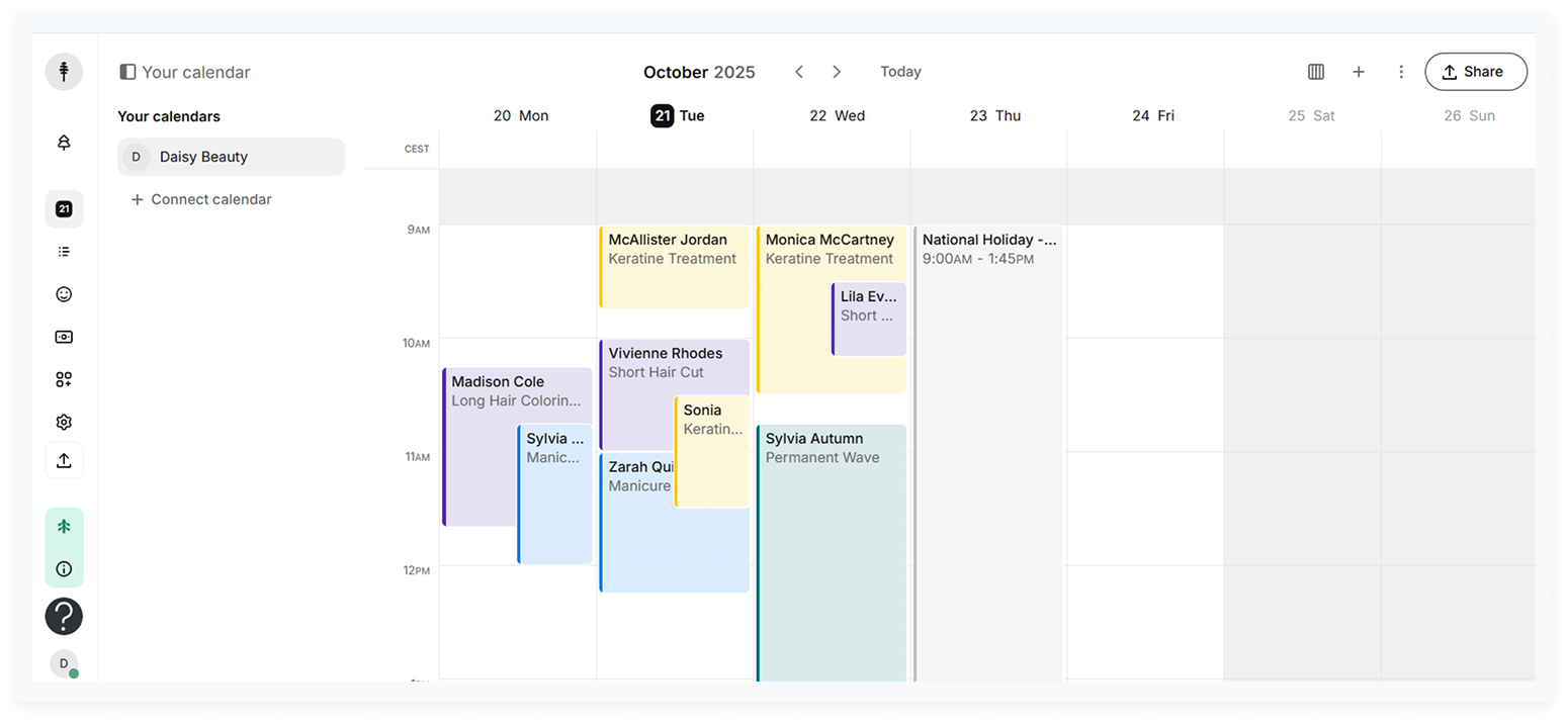 screenshot of one of the salon booking apps setmore