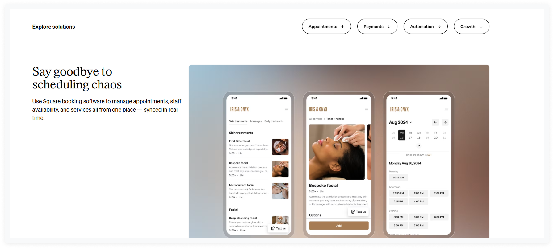 screenshot of  top salon booking platforms Square Appointments