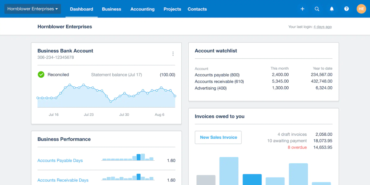 xero screenshot zoho books alternative