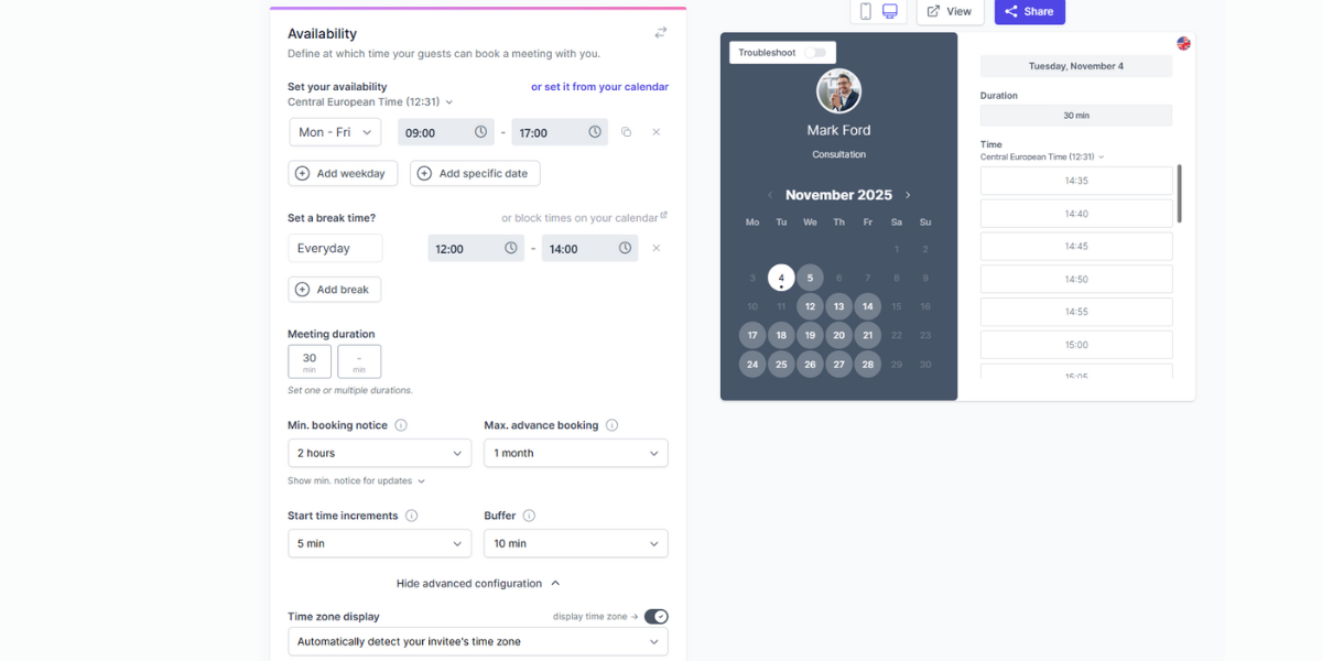 Buffers and breaks setup in Koalendar to avoid scheduling conflicts