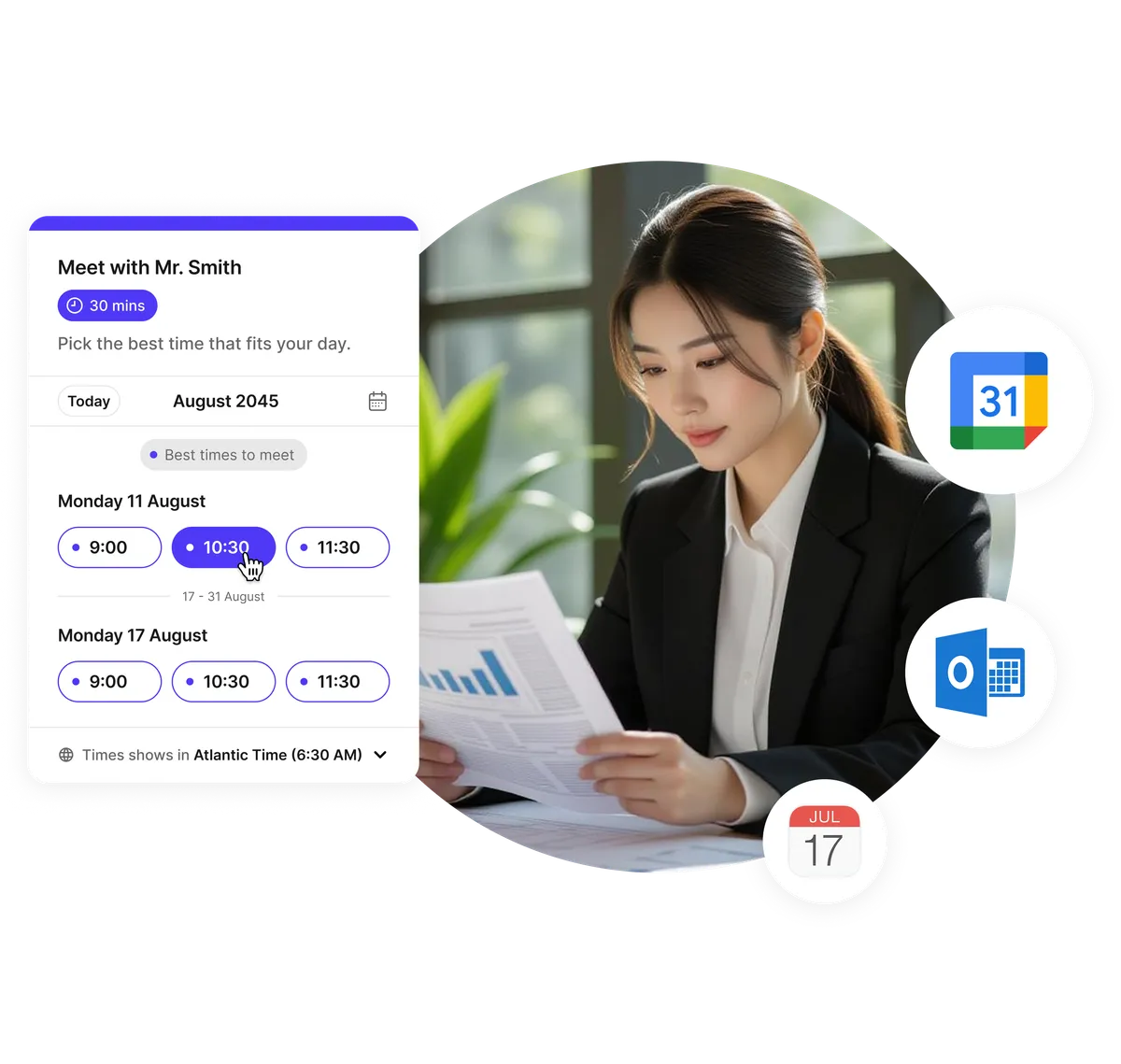 Client booking page for accountants