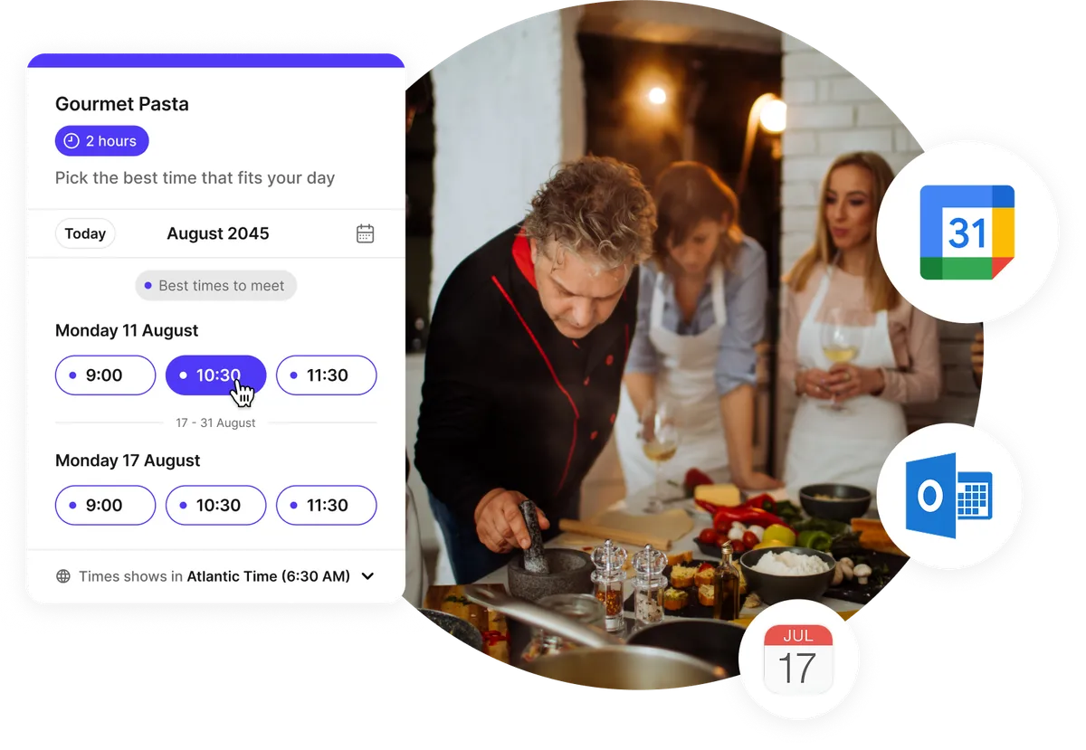 self serve cooking class booking