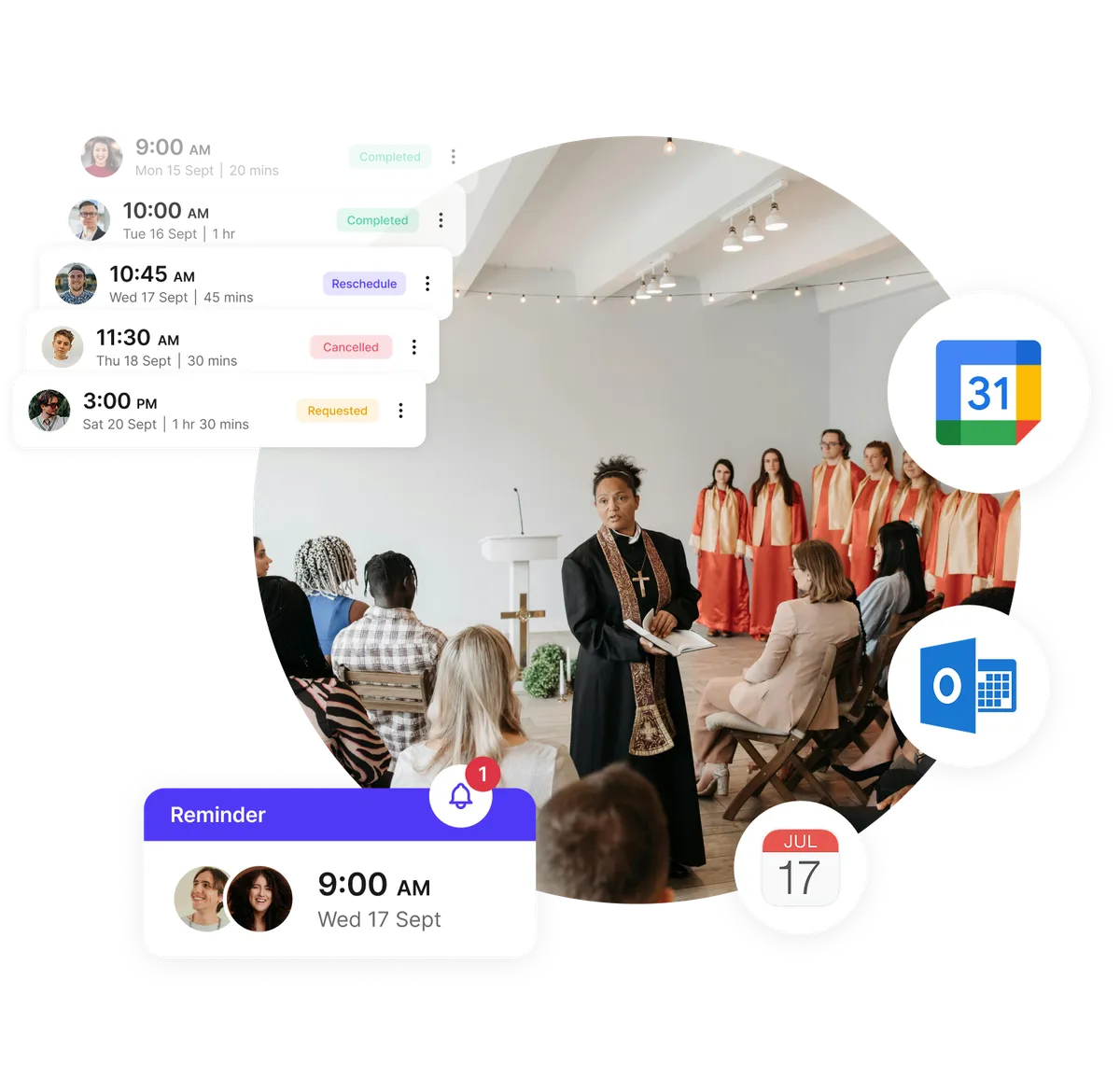 Church reminder and attendance features