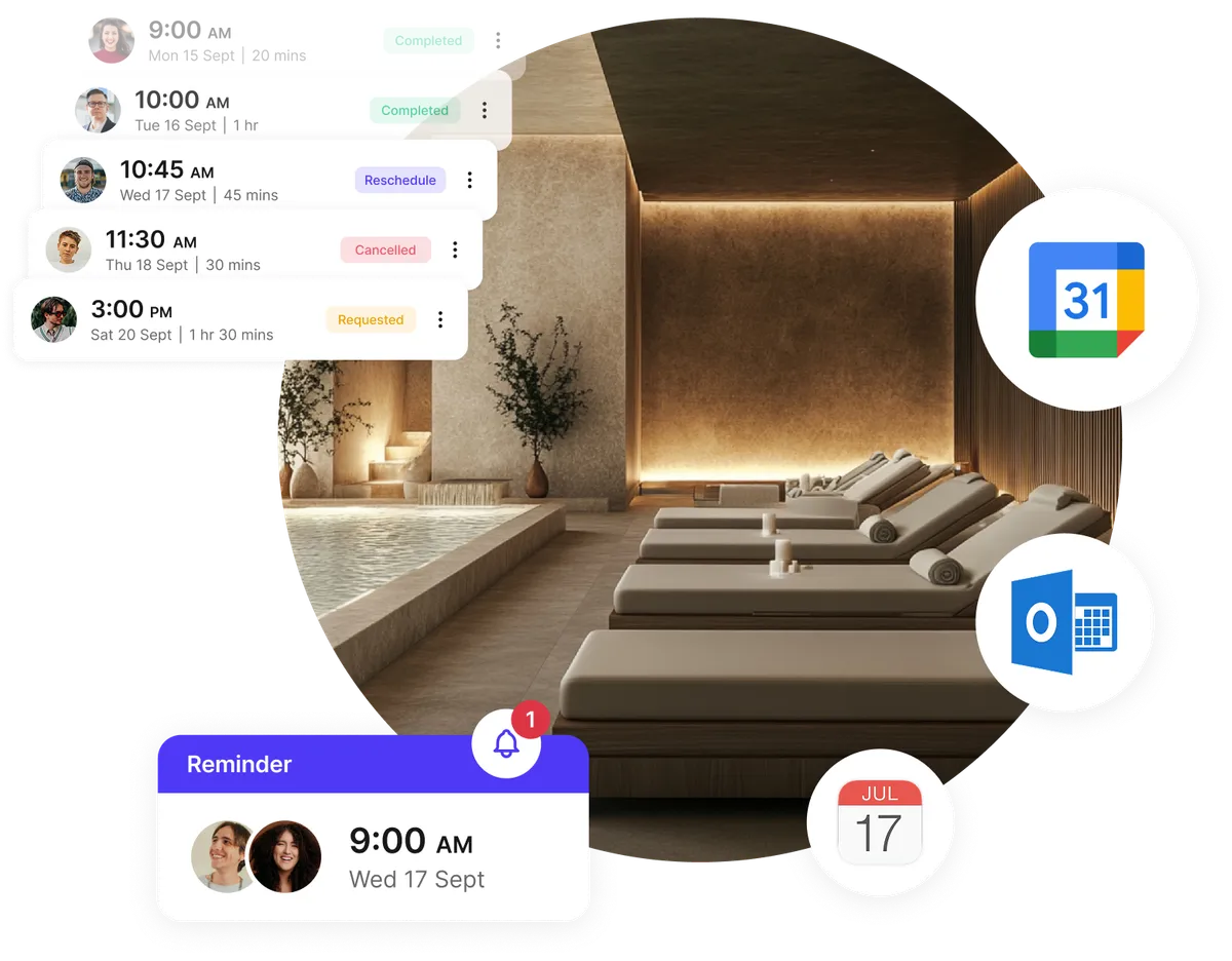 spa reminder and booking confirmations