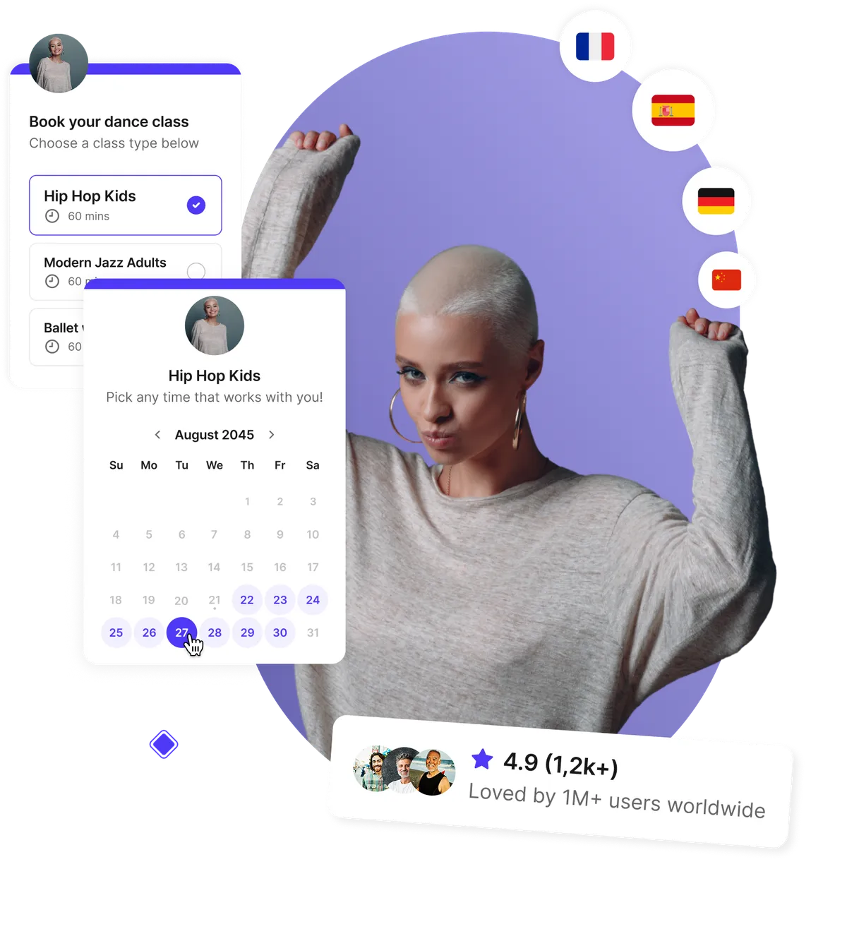 Dance studio booking software interface