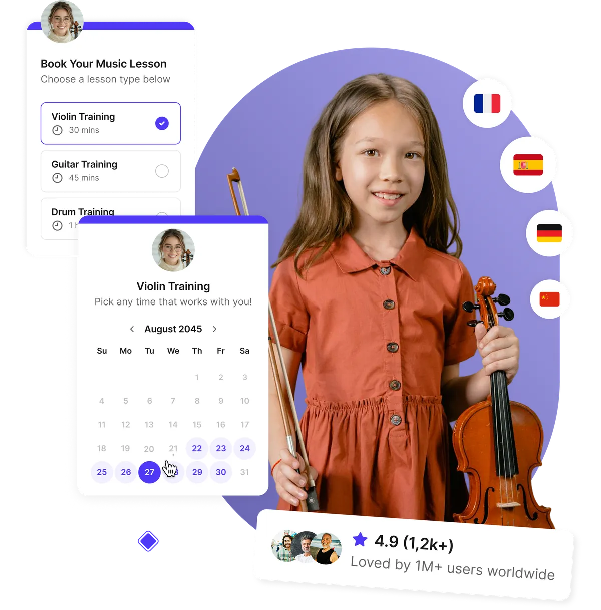 Music lesson scheduling app