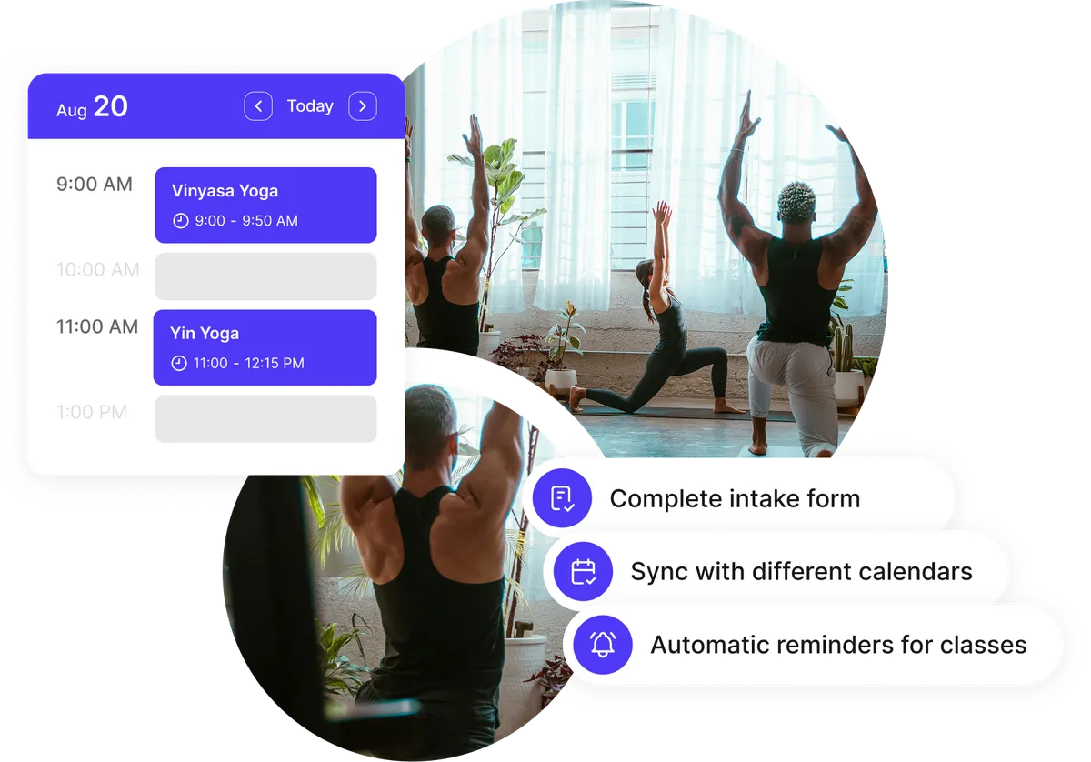 yoga studio schedule booking tool